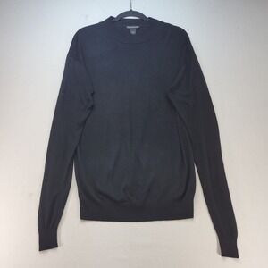 Kevoman Sweater Mens Medium Black Silk 2-Ply‎ Crew Neck Long Sleeve Knit Luxury